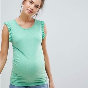 Mama Licious green maternity tank ruffle sleeves